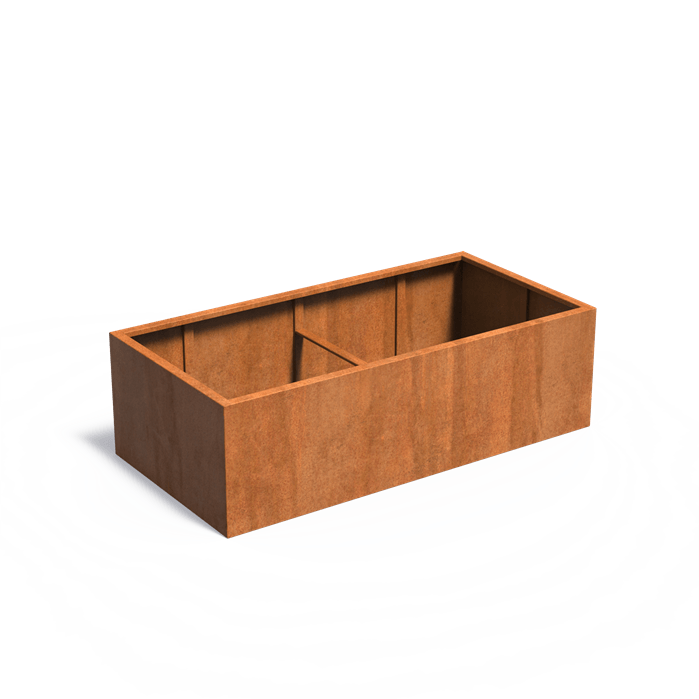 Bac rectangle corten  sans fond 2000 x 1000 x 600 mm