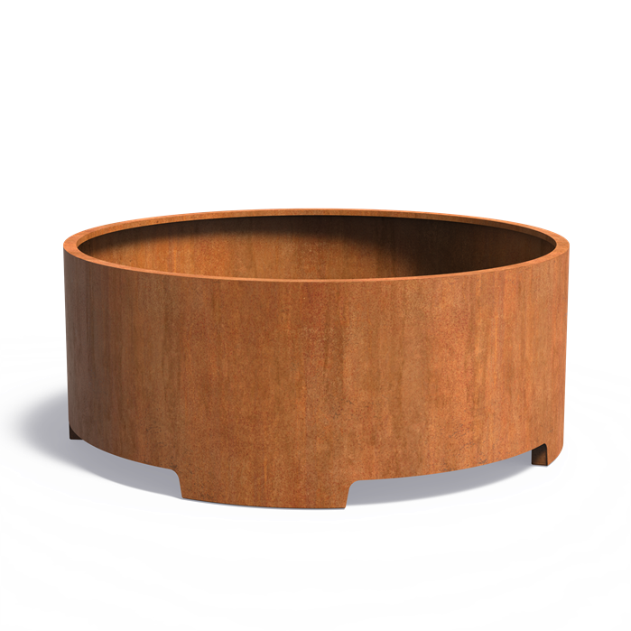 Bac ( pot ou jardinière ) rond avec pied acier corten 1500 x 800 mm