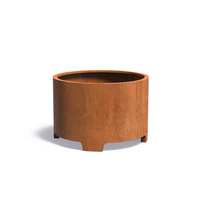 Bac ( pot ou jardinière ) rond avec pied acier corten 1000 x 800 mm