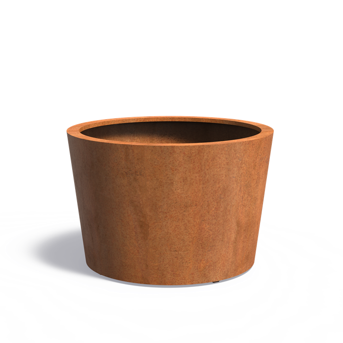 Bac ( pot ou jardinière ) rond conique acier corten 1200 x 800 mm
