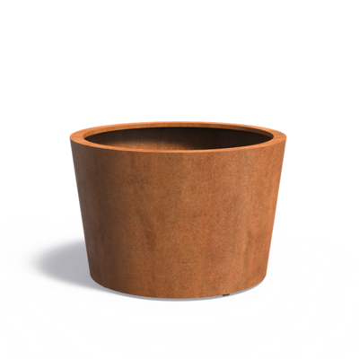 Bac ( pot ou jardinière ) rond conique acier corten 1200 x 800 mm