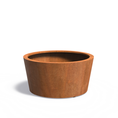 Bac ( pot ou jardinière ) rond conique acier corten 1200 x 600 mm