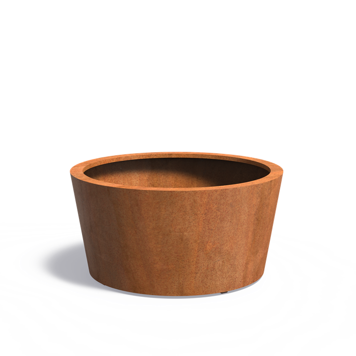 Bac ( pot ou jardinière ) rond conique acier corten 1000 x 600 mm