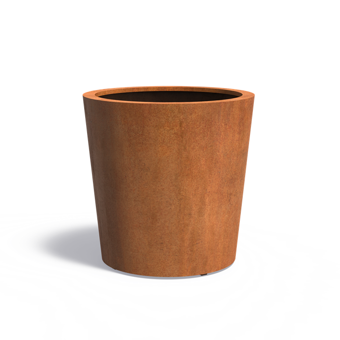 Bac ( pot ou jardinière ) rond conique acier corten 800 x 800 mm