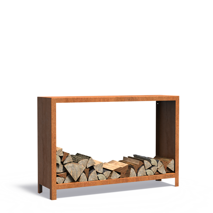 Range buche horizontale acier corten 1500 x 400 x 1000