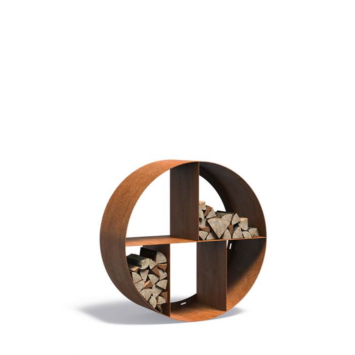 Range buche casier rond acier corten 1000 x 400
