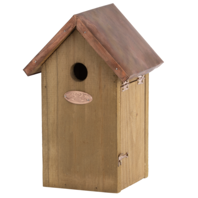 Nichoir oiseau antique toit cuivre pour mésange bleu