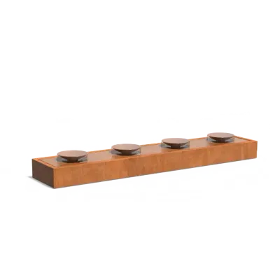 Table d'eau fontaine bassin acier corten avec écuelles, pompe et éclairage 4000 x 1000 x 520 mm