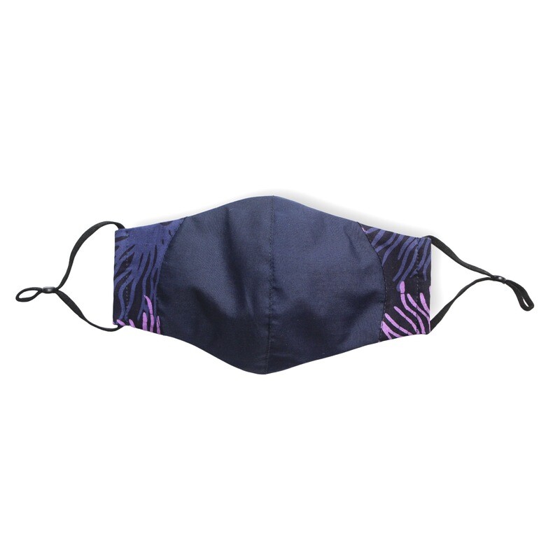 Rounded Batik Face Mask - Purple Urchin