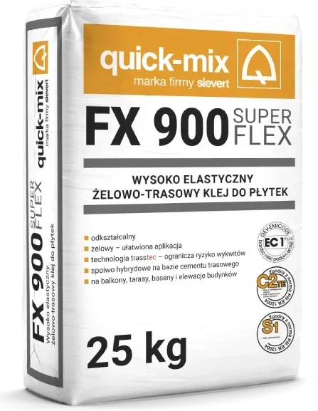 FX 900 SUPER FLEX Wysoko elastyczny żelowo-trasowy klej do płytek - quick-mix Sievert