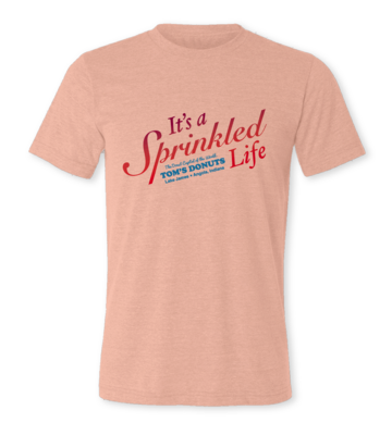 Sprinkled Life Tom's Donuts Original Tri-Blend T-Shirt- Peach