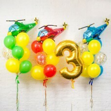 Композиция из воздушных шаров «День рождения Мальчика Вертолётная команда» №127