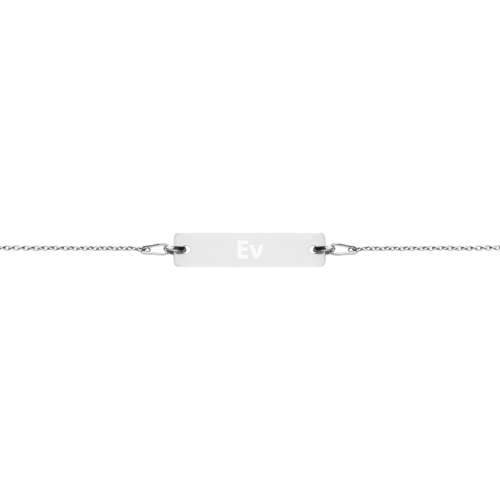 Engraved Silver Bar Chain Bracelet