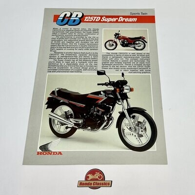Honda CB125TD Super Dream Sales Brochure. HSB653