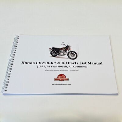 Factory Parts List Manual, CB750-K7/8- HPL025