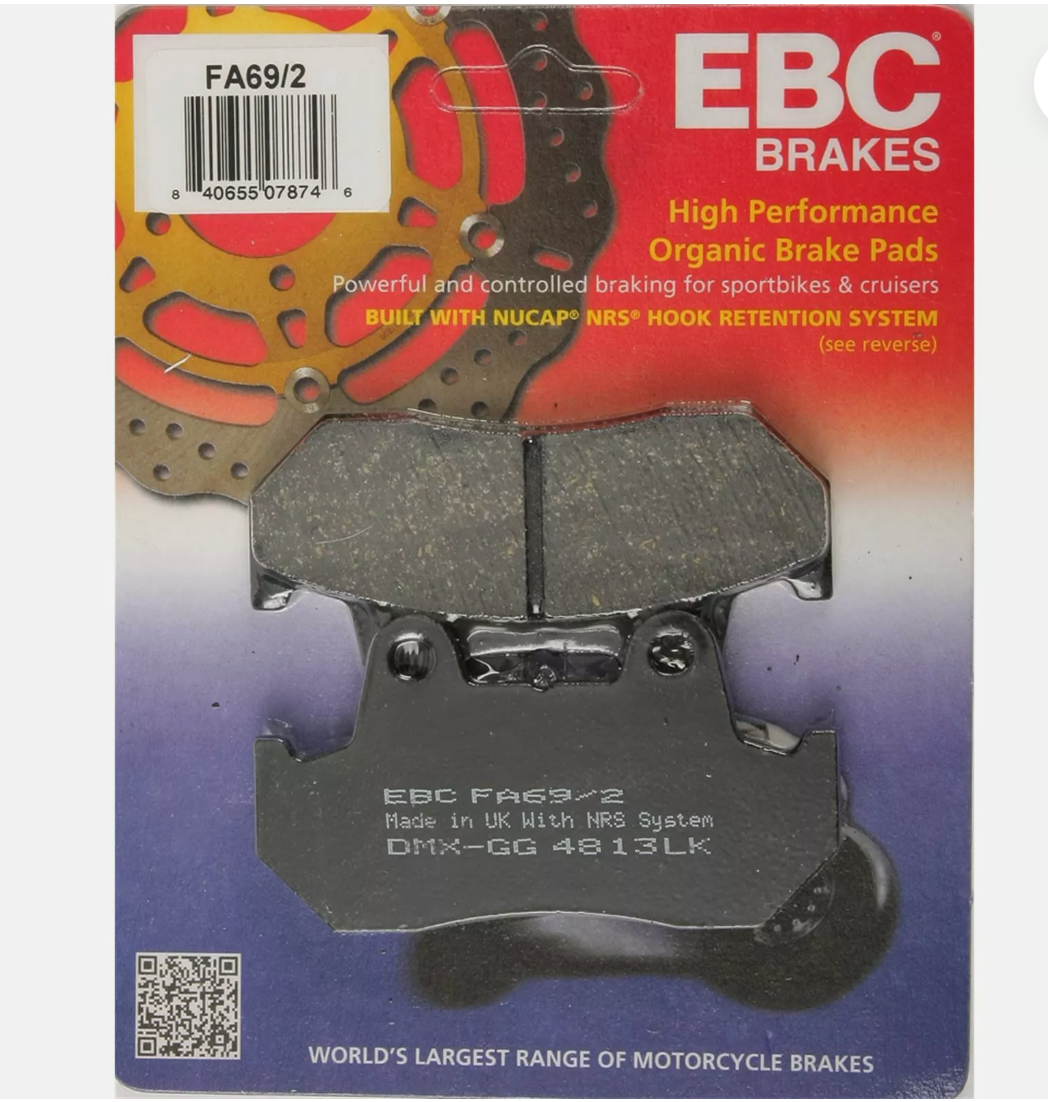 Front Brake Disc Pads, Pair. EBC-FA069/2