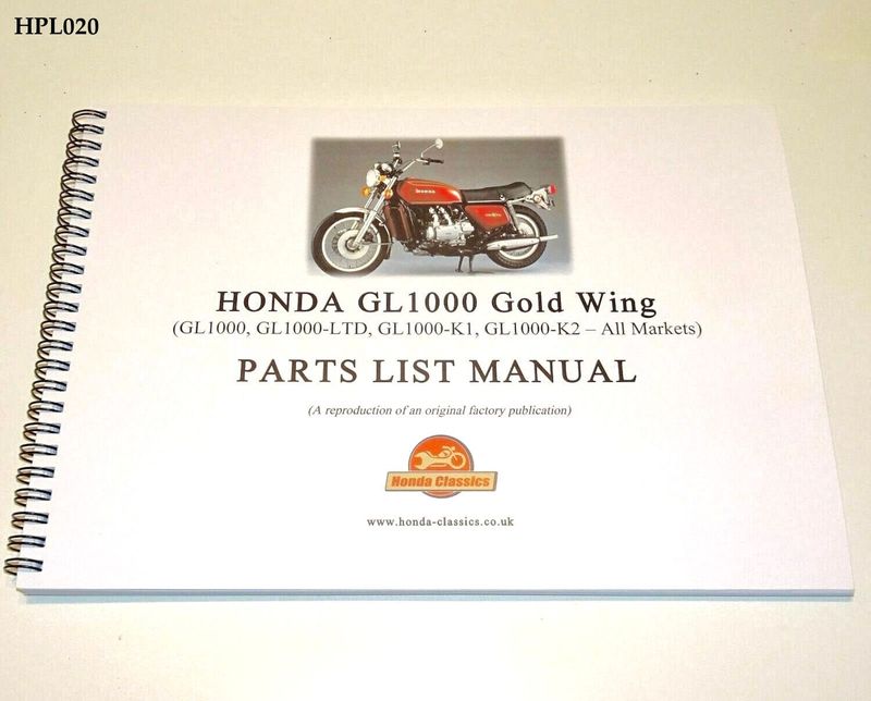 Factory Parts List Manual, GL1000 Gold Wing - HPL020