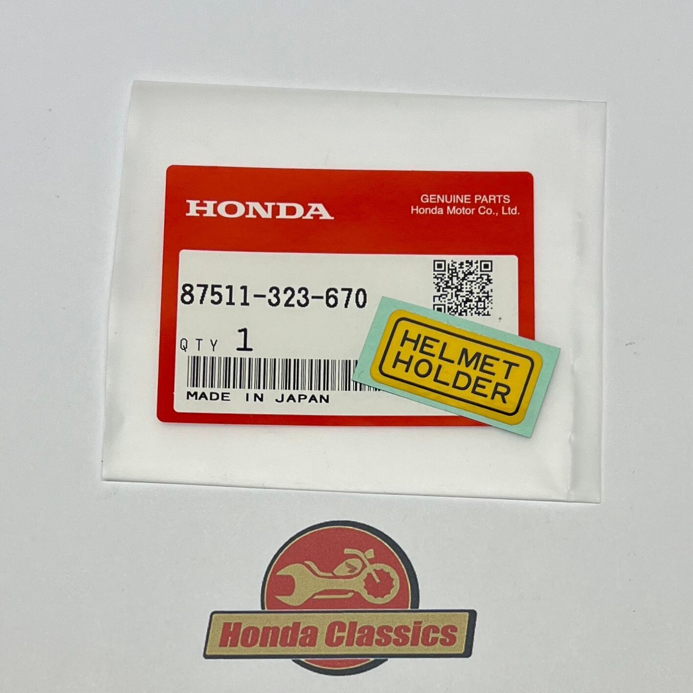 Decal, Helmet Holder. 87511-323-670 Decal, Helmet Holder. 87511-323-670