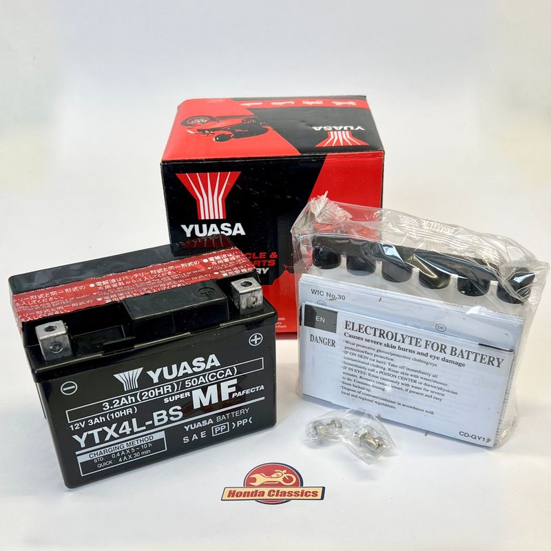Battery, Yuasa YTX4L-BS with Acid Pack - BAT898Y Battery, Yuasa YTX4L-BS with Acid Pack - BAT898Y
