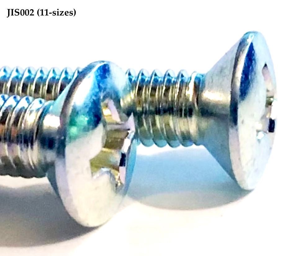 JIS Oval-Head Countersunk Screws 'Made in Japan' - Many Sizes. JIS002 JIS Oval-Head Countersunk Screws 'Made in Japan' - Many Sizes. JIS002
