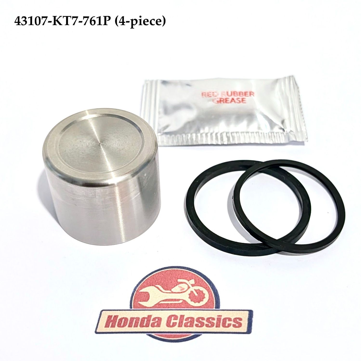 Rear Brake Caliper Piston Stainless Steel & Seals Set. 43107-KT7-761P