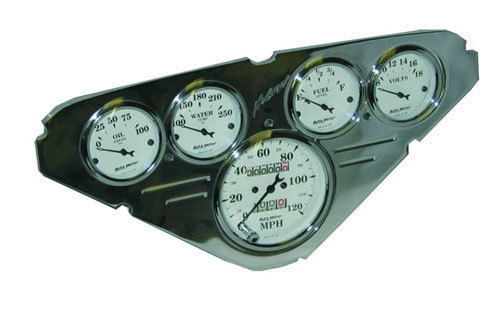 55-59 Chevy Pickup Dash Insert - 5 Hole, Brushed