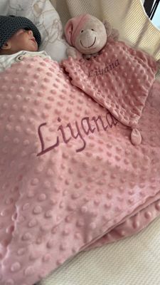 Babydecke mit Name, Set, bestickt, Babydecke mit Name, Decke mit Name, Schmusetuch, mit Name, Geschenke Geburt, Taufe, Babyparty, Babyshower