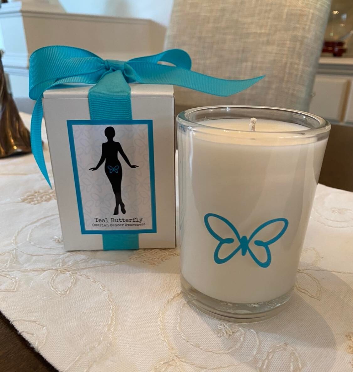 Teal Butterfly Candle (8oz Soy)