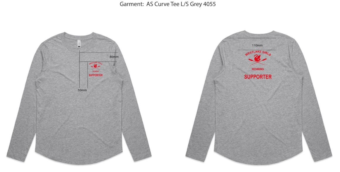 Supporter Womans Long Sleeve Tee - Grey (WGR008B)