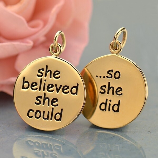 She Believed She Could So She Did Message Pendant - Bronze