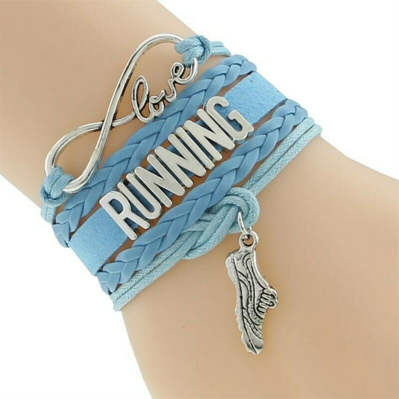 I Love Running Leather Wrap Bracelet - Free Gift