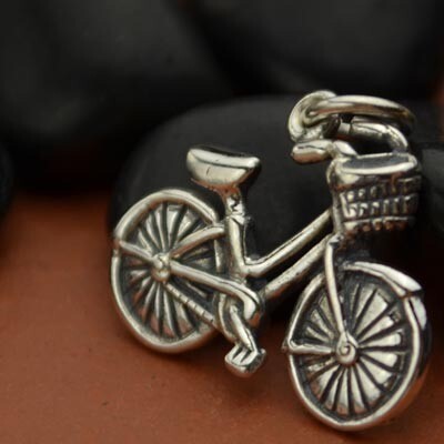 Sterling Silver Bicycle Fitness Jewelry Charm Necklace