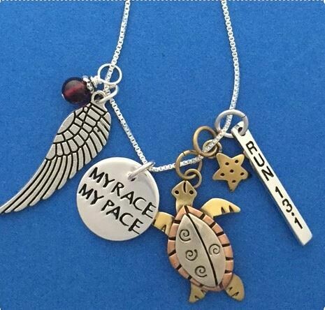 Sterling Silver My Race My Pace Run 13.1 Necklace