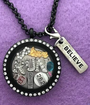 Love to Run 13.1 26.2 Double-Sided Locket Necklace