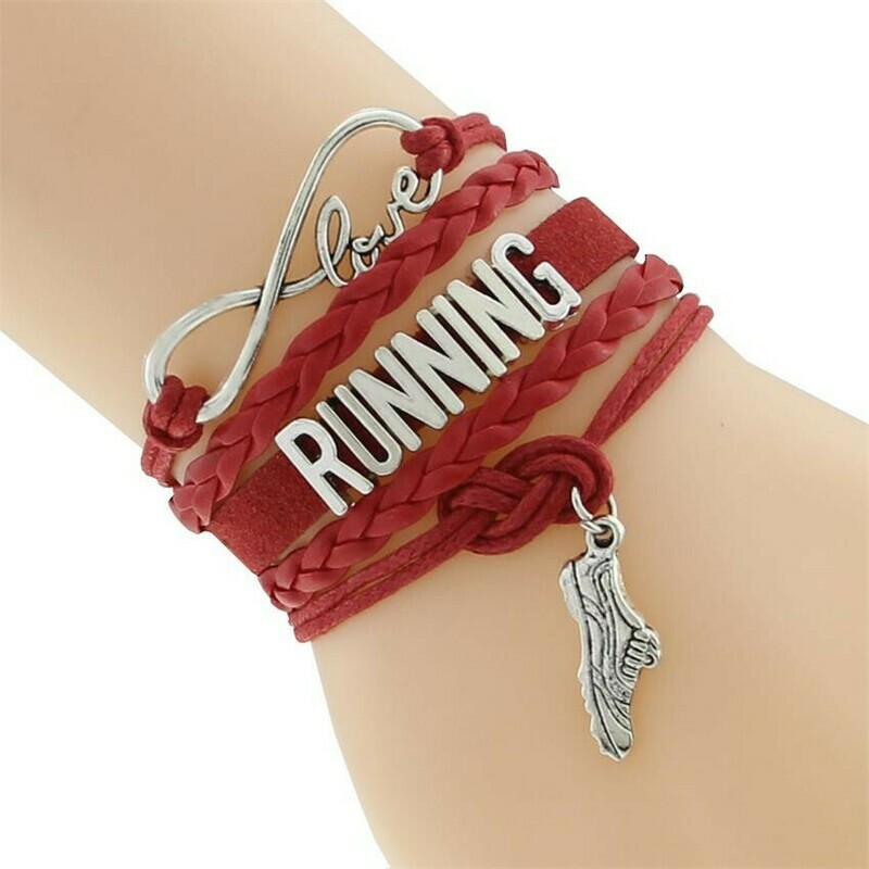 I Love Running Leather Wrap Bracelet - Free Gift
