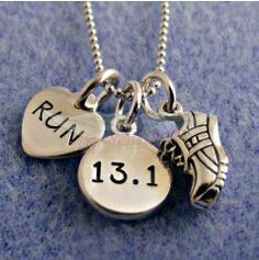 Sterling Silver Charm Trio Necklace - 13.1 26.2 10K 5K