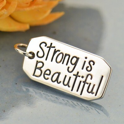 Sterling Silver Charm Necklace Strong is Beautiful