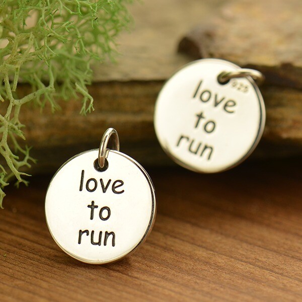 Sterling Silver Love to Run Fitness Jewelry Charm Necklace
