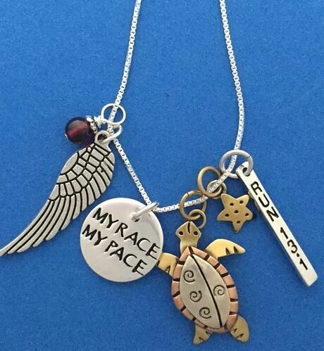 Sterling Silver My Race My Pace Run 13.1 Necklace