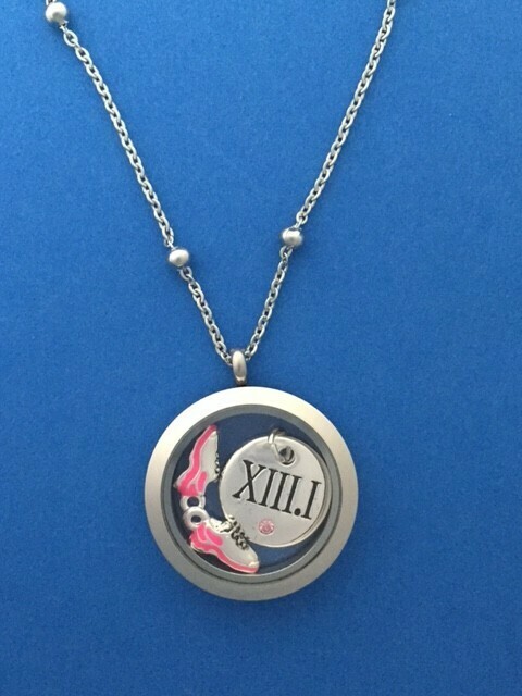 Stainless Steel Round Locket Half Marathon Necklace