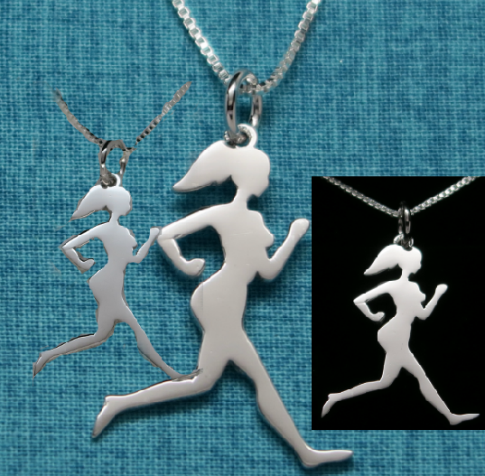 Sterling Silver Runner Girl Silhouette Necklace