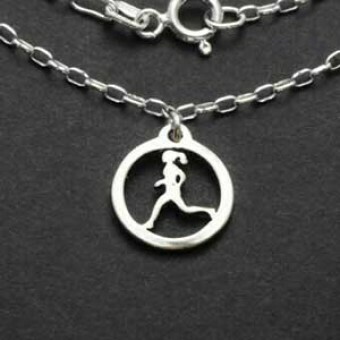 Sterling Silver Running Gal Charm Necklace