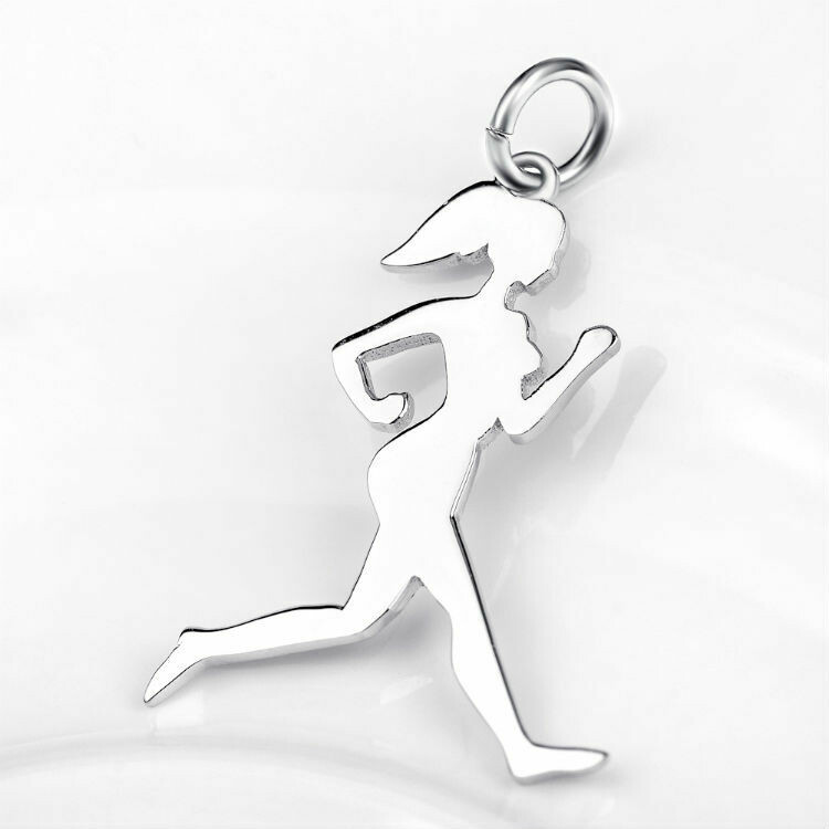 Sterling Silver Runner Girl Silhouette Charm