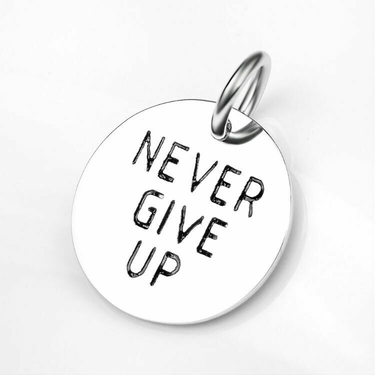 Never Give Up Sterling Silver Charm
