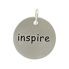 Sterling Silver Inspire Round Word Charm