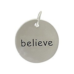 Sterling Silver Believe Round Word Charm