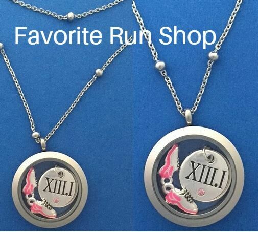 Stainless Steel Round Locket Half Marathon Necklace