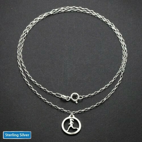 Sterling Silver Running Gal Charm Necklace