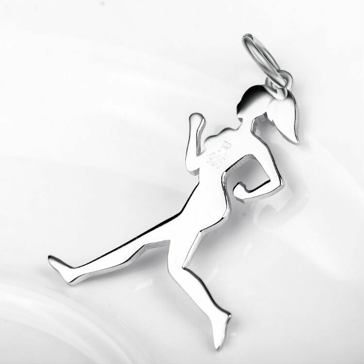 Sterling Silver Runner Girl Silhouette Charm