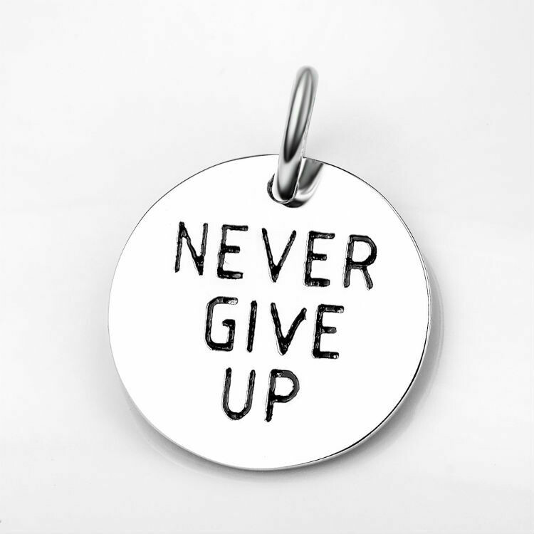 Never Give Up Sterling Silver Charm